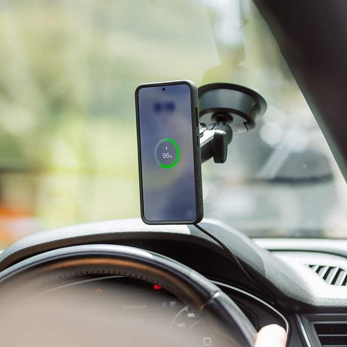 Quad Lock Heavy Duty Suction Car Phone Mount with MAG Phone Case and MAG Wireless Charging Head for iPhone 15 Pro Max
