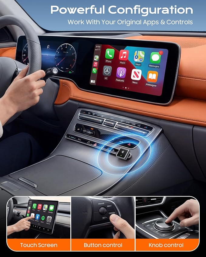 2026 Wireless CarPlay Adapter for Apple Only, Upgrade Mini Aluminium Car Play Adapter Converts Wired to Wireless CarPlay for iPhone, Plug & Play, Auto Connect Fast and Stable, with USB-C, Grey
