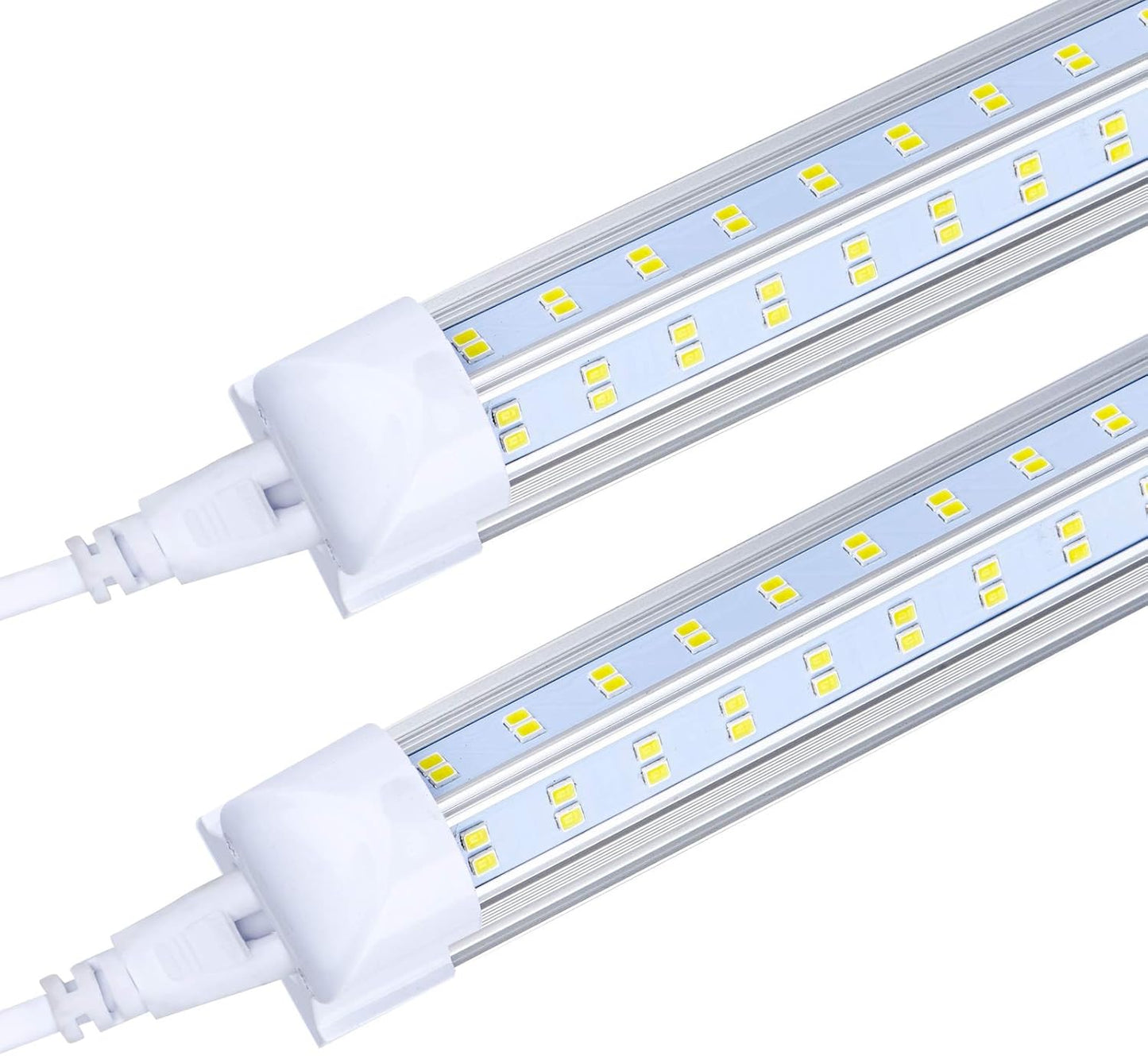 4FT LED Shop Light Fixture, 60W 6500lm 5000K(Super Bright White) Clear, T8 Integrated LED Tube Light Fixtures,V Shape, High Output, with On/Off Switch,Plug and Play,25PCS