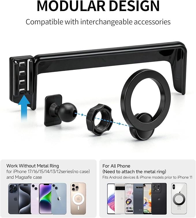Car Phone Holder for 2025 Acura ADX 2023-2025 Integra 2024-2025 Integra Type S Accessories 7/9-Inch Screen Fixed Clip, 360° Rotation Phone Mount Compatible with MagSafe