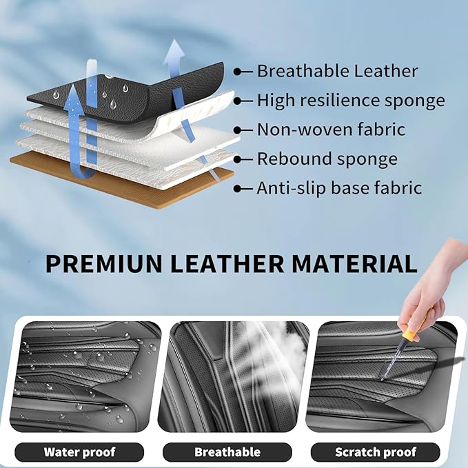 Fit CRV Car Seat Covers Premium Leather for Honda CRV cr-v 2011-2025 2026. Waterproof， Breathable, Scratch-Resistant & All-Weather Seat Cushion Protector (Front Seat,All Black)