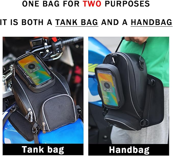 Motorcycle Tank Bag for BMW K1600B K1600GT K1600GTL K1600 B GT GTL, Oxford Magnetic Motorbike Bag Water-Resistant Motorcycle Gas Tank Bag with Magnets and Straps for Touring,B/Strap