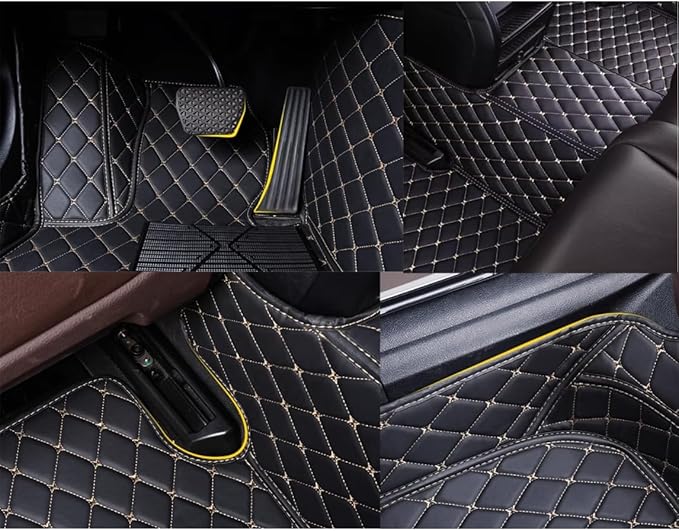 Custom Personalized Floor Mats for Cars，Luxury Full Coverage All Weather Car Floor Mats，Anti-Slip Leather Car Mat Set ，Custom Floor Mats for 99% of Cars, Trucks & SUVs (Gray)