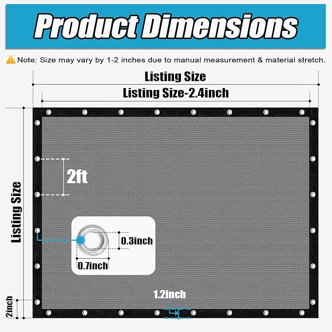 Amagenix 90% Sun Shade Cloth with Grommets, 4' x 10' Pergola Replacement Shade Cover Canopy Privacy Screen for Outdoor Patio Garden, Gray (We Customized)