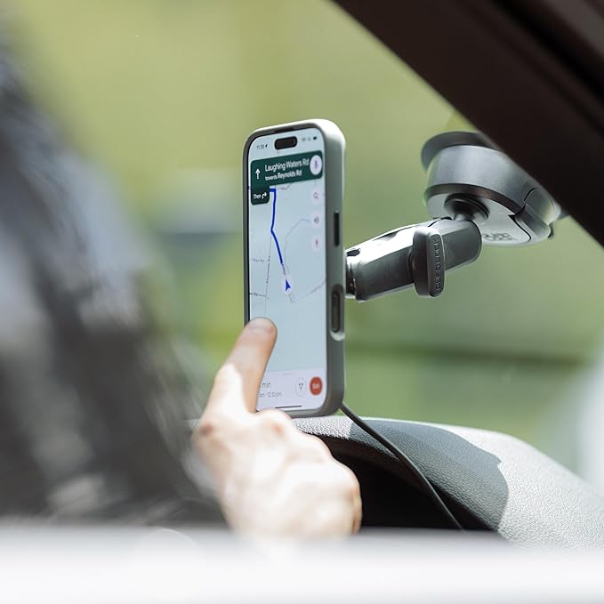 Quad Lock Heavy Duty Suction Car Phone Mount with MAG Phone Case and MAG Wireless Charging Head for iPhone 14 Pro Max