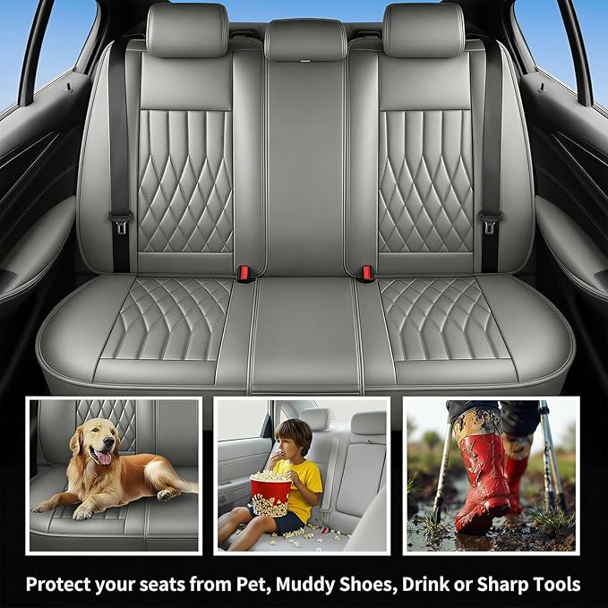 Fit for Sonata Car Seat Covers Compatible with Hyundai Sonata 2004-2026-Waterproof Breathable Leather Automotive Seat Cushions Protector, Airbag Compatible, Full Set 5 Seats(Gray)