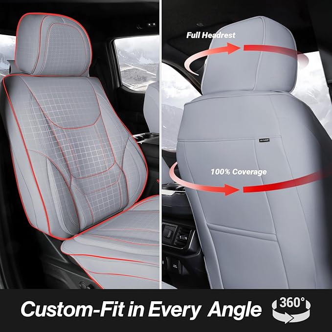Coverland Custom Fit Car Seat Covers for SUV Compatible with [RAV4, Equinox, Explorer, Tucson, CX‑50, Corolla Cross] Premium Waterproof Non-Slip Interior Protector [Full Set Gray - Size Chart X51]