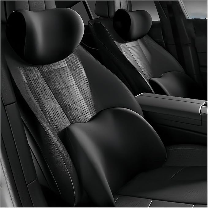 Car Lumbar Support Pillow and Car Neck Pillow Kit for Audi Q8 2018 2019 2020 2021 2022 2023 2024 2025 2026, Car Seat Neck Back Rest Pillows, Ergonomic Car Seat Headrest & Lumbar Cushion