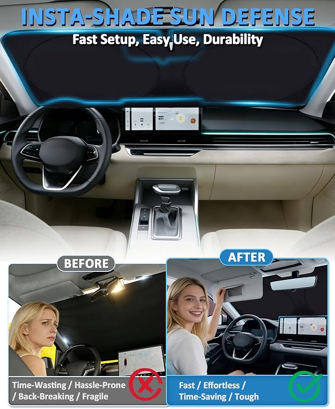 Sunshade for Transit Windshield Sun Shade Custom Fit for 2015-2025 2026 Ford Transit Wagon XLT Cargo Vehicle,Connect Van XL Accessories Front Window Shield Cover Sun Visor Protector