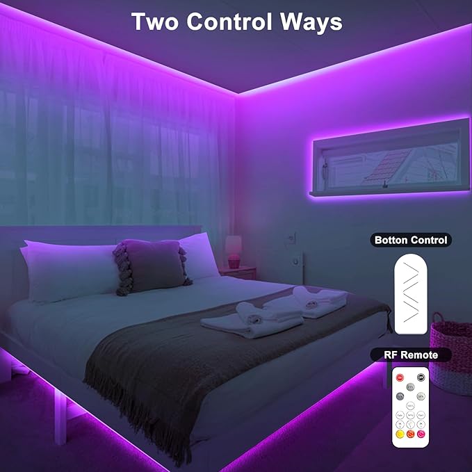 Tatazone 16.4ft Purple COB Led Strip Lights with Remote, Dimmable Bright Dotless Adhesive Indoor Led COB Light Strip for Cabinet, Painting, Room, Bed