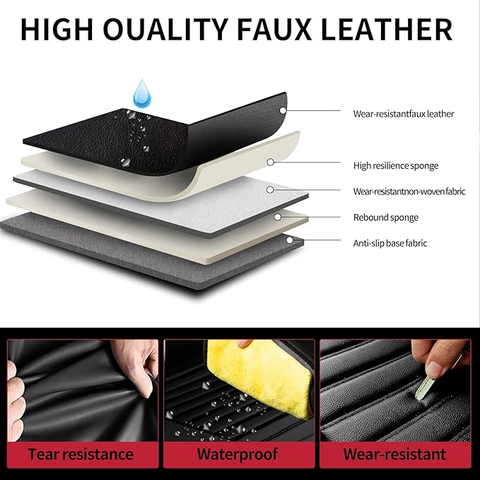 Fit Tucson Car Seat Covers for Hyundai Tucson 2010-2024 2025 2026 - Upgraded Premium Waterproof & Breathable Leather, Airbag Compatible, All-Weather Seat Cushion Protector (Full Set, Black)