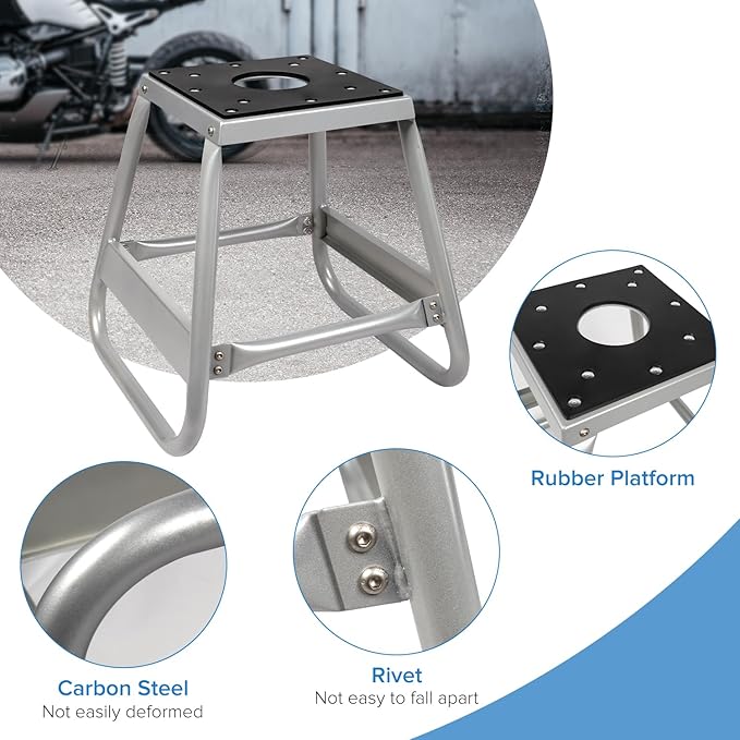 Donext Motorcycle Lift Stand Dirt Bike Stand Universal Panel Stand Moto Removable Maintenance Motocross Stand Hoist Lift Jack 600LB Capacity (Silver)