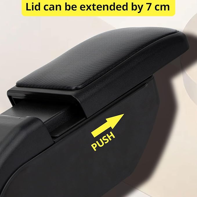 AULPHIKE Compatible with Nissan Note Armrest 2016-2018 Car Center Console Organizer Armrests Double Layer Storage with USB Ports（Carbon Fiber Style）