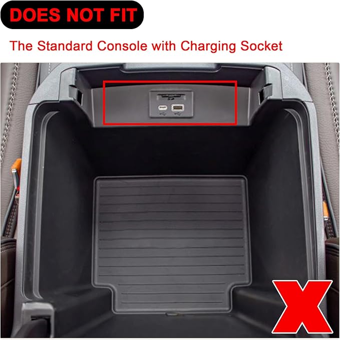 TOPINSTALL Power-Sliding Console Tray Compatible with 2021-2026 Chevy Tahoe/Suburban/GMC Yukon Accessories, Full-Size Armrest Organizer Black (Not for Standard Console with Charging Socket!)