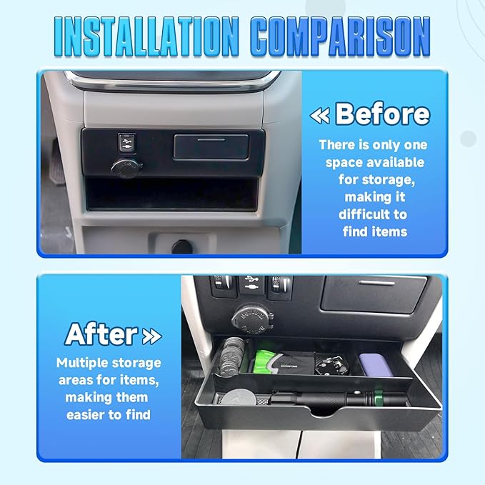EDBETOS Console Drawer Tray Compatible with Toyota Sienna 2015-2019 2020 Interior Accessories Sienna Center Console Organizer Insert Tray Under Radio Storage Box Coin Container Phone Holder, ABS Black