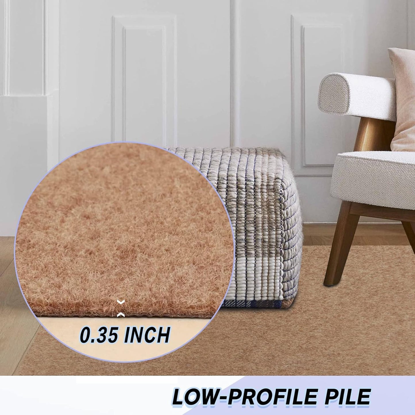 Custom Size Backed Non-Slip Area Rugs Runner, Easy Clean, Waterproof Runner Rugs for Hallway Entryway, Kitchen, Laundry, 3FT x 76FT, Beige
