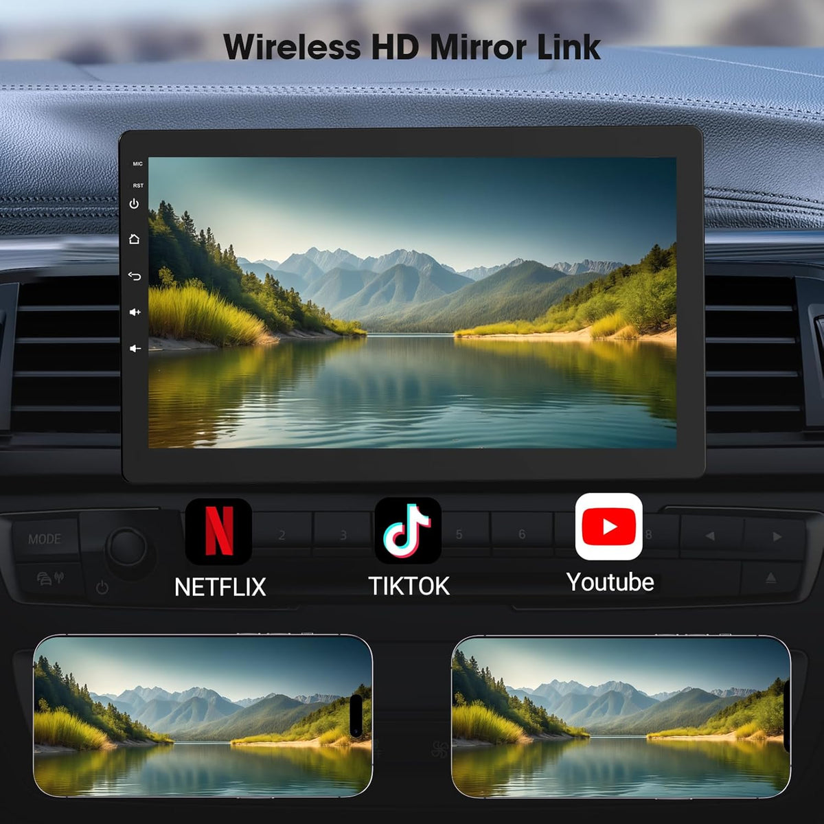 10.1 Inch Rotatable Carplay Screen for Car and Android Auto,Single Din Car Stereo with 1080P Backup Camera,Touch Screen GPS Navigation,Bluetooth,Voice Control