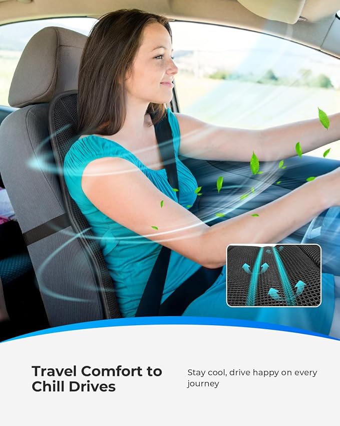 CooCoCo Cooling Car Seat Cover Front Seat, Ventilated Car Cushion, Seat Cooling Pad, Cooled Cover for SUV Truck Universal Fit, Gifts for Husband Driver Men Dad, Matte Black