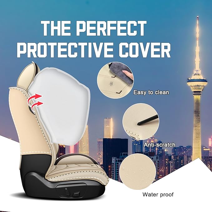 CTDS Car Seat Covers for Hyundai Kona 2018-2026, Stylish Sport Seat Cover, Premium Nappa Leather Car Seat Cover. Automobile Seat Covers Sets.(Luxury 2 Seats/Beige)