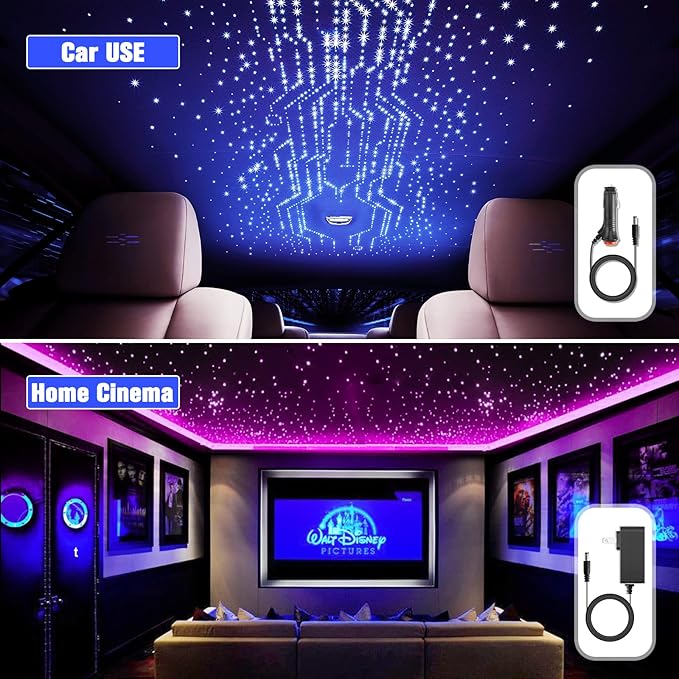 16W Starlight Headliner Kit, Star Lights for Car Roof&Home Decoration, Fiber Cable 570pcs of(0.03+0.04+0.06in)*13.1ft RGBW Star Light Headliner with Bluetooth APP/Remote/Music Mode