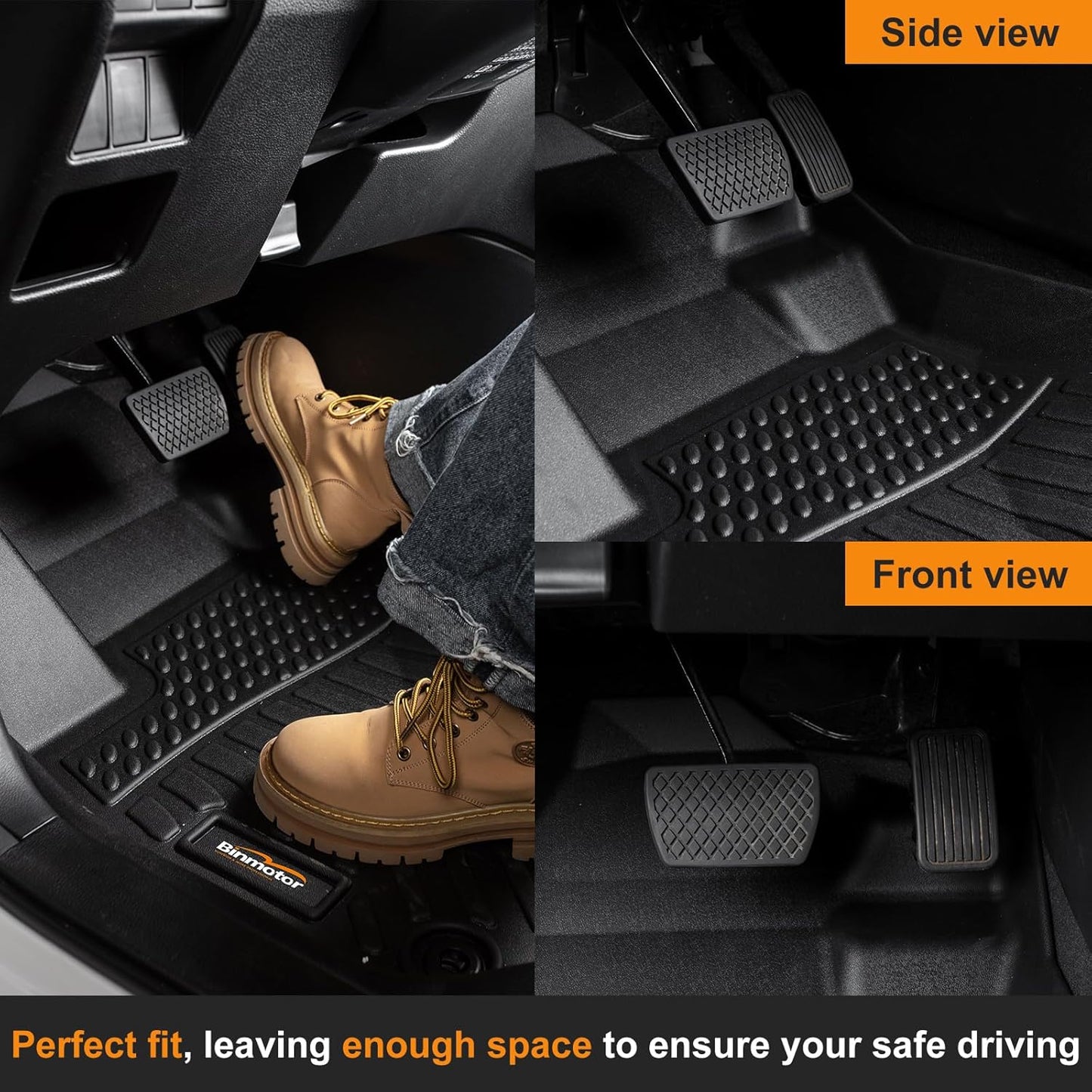 Binmotor-All Weather Floor Mats Cargo Liner for 2019-2024 2025 Toyota RAV4 Hybrid (Only Hybrid Models), Heavy Duty Car Trunk Mat Floor Liners for RAV4 Accessories-Black