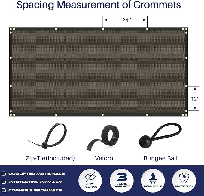 Windscreen4less Privacy Fence Screen Heavy Duty Windscreen Fencing Mesh Fabric Shade Net Cover with Brass Grommtes for Outdoor Wall Garden Yard Pool Deck, 8'x271' Brown