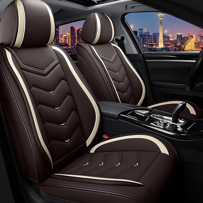 CTDS Car Seat Covers for Nissan Altima 2001-2026, Stylish Sport Seat Cover, Premium Nappa Leather Car Seat Cover. Automobile Seat Covers Sets.(Standard 2 Seats/Coffee Color)