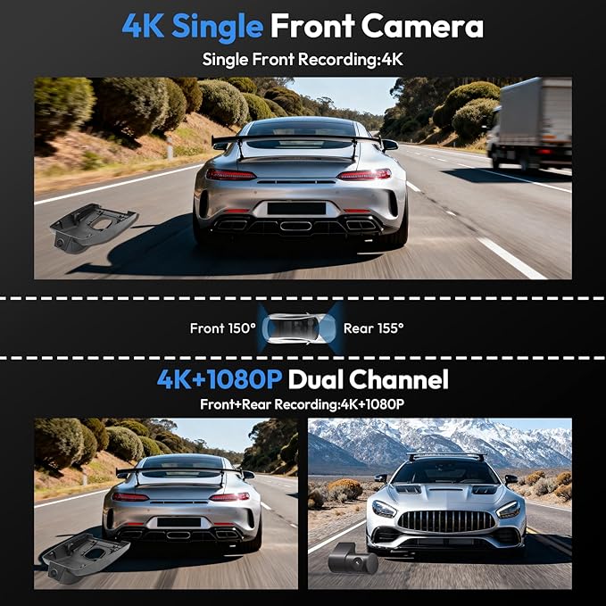 4K Dash Cam for Ford Bronco 2021 2022 2023 2024(Not Fit Ford Bronco Sport), Easy Install,WiFi & App,Loop Recording,G-Sensor,64GB Card