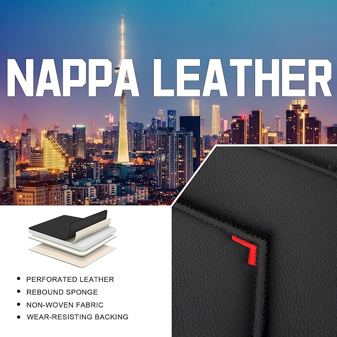 CTDS Car Seat Covers for Honda Civic 2000-2026, Stylish Sport Seat Cover, Premium Nappa Leather Car Seat Cover. Automobile Seat Covers Sets.(Luxury 2 Seats/Black)