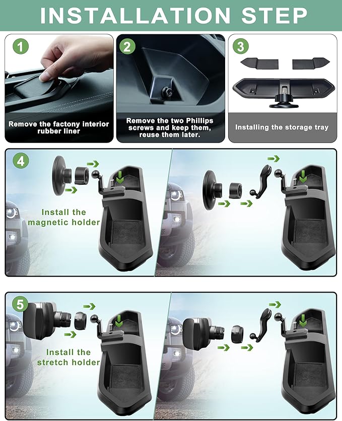 Magnetic Phone Mount for Jeep 2018-2023 Wrangler JL JLU & Gladiator JT - Dashboard Phone Holder with Magsafe for Jeep Wrangler & Gladiator Accessories (Not for 4XE)