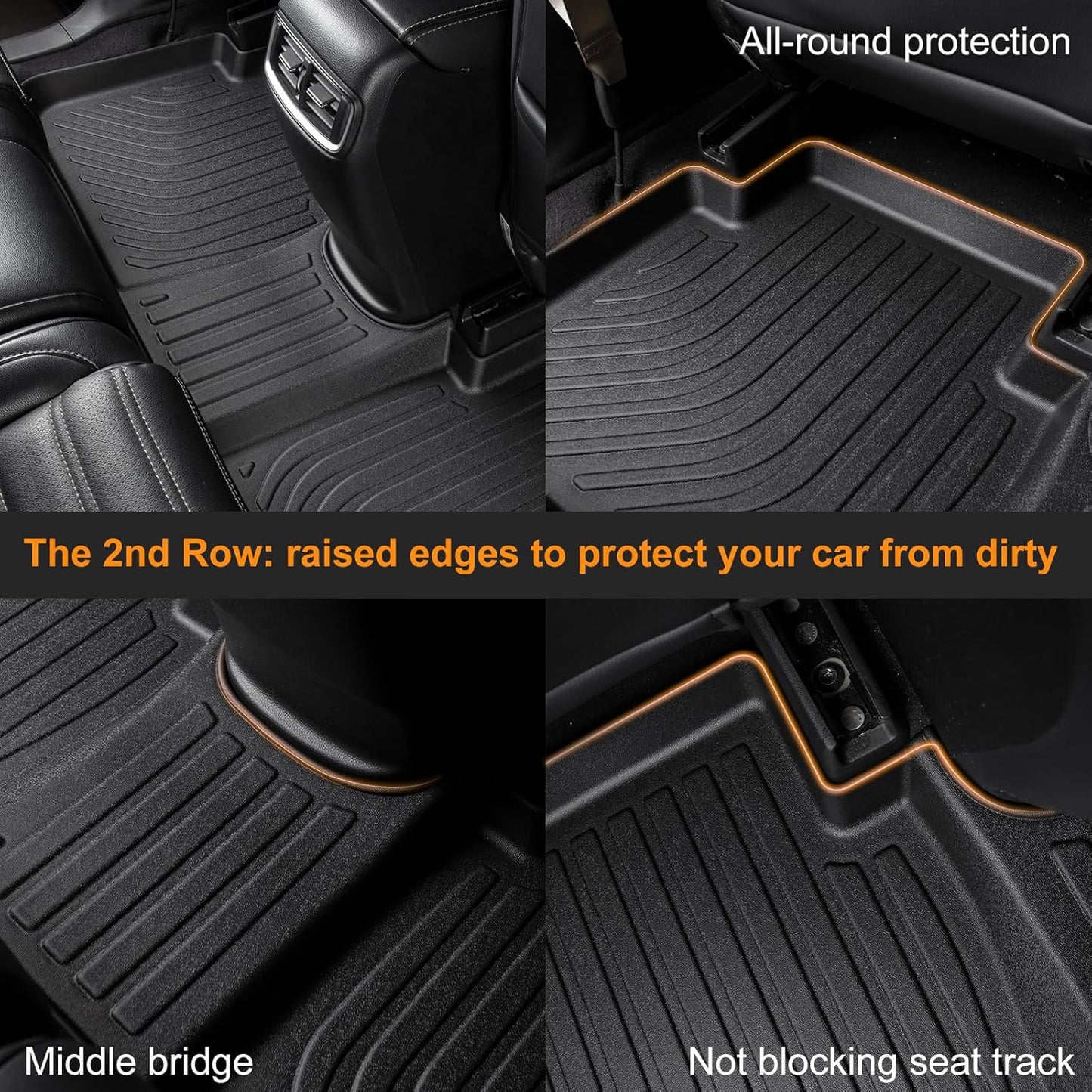 Binmotor-Floor Mats for for Ford Expedition Max 2021-2025(Only for 7Seats, with 2nd Row Bucket Seat), TPE All Weather Car Mats for Ford Expedition Accessories for Car Floor Mat All Weather