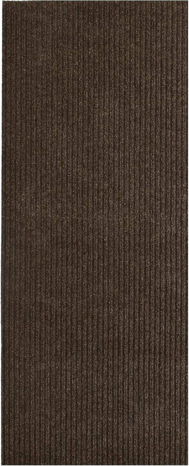 iCustomRug Spartan Weather Warrior Indoor/Outdoor Utility Ribbed Carpet Runner with Non-Slip Thermoplastic Rubber Backing, 6ft X 58ft in Brown