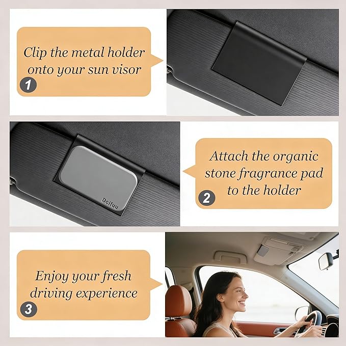 Stone Car Air Freshener - Car Odor Eliminator - Long Lasting Scent - Auto Accessories - Metal Clip (Candied Apple Scent Starter Kit)