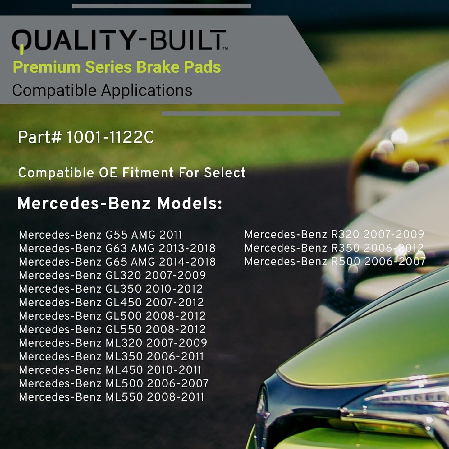 Premium Ceramic Rear Brake Pads (1001-1122C) Compatible with 2006-2018 Mercedes-Benz (G55 AMG/G63 AMG/G65 AMG/GL320/GL350/GL450/GL500/GL550/ML320/ML350/ML450/ML500/ML550/R320/R350/R500)