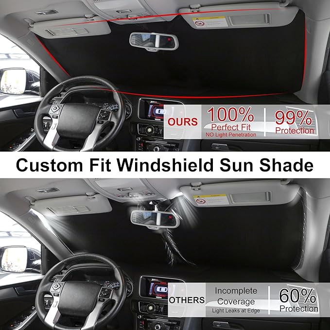 Windshield Sun Shade Custom Fit for 2013-2020 Lincoln MKZ Accessories Foldable Sunshade Sun Blocker Protect Car from Sun Rays & Heat Damage Keep Car Cooler