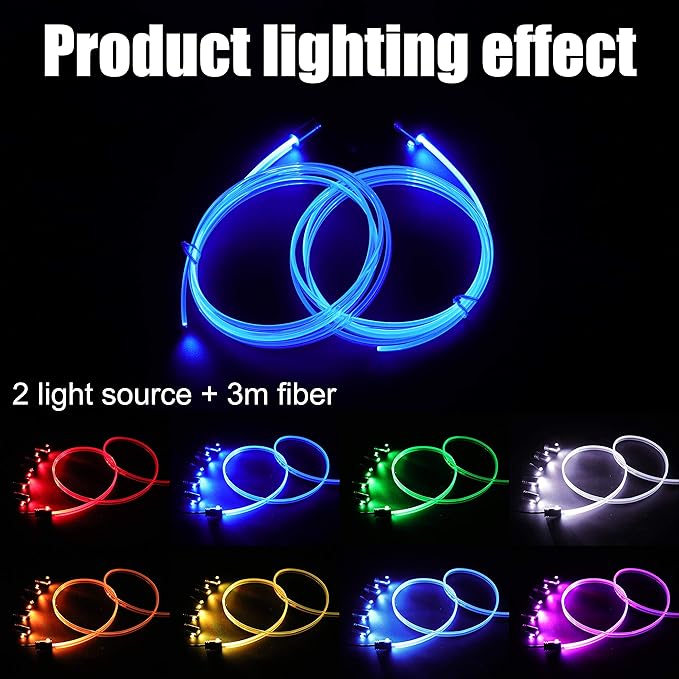 Car Ambient Lighting Kit 8 Colors Multicoloured Music Optic Fiber RF Remote Control Car DIY Decorative Atmosphere Lighting DC 12V 1W 3m