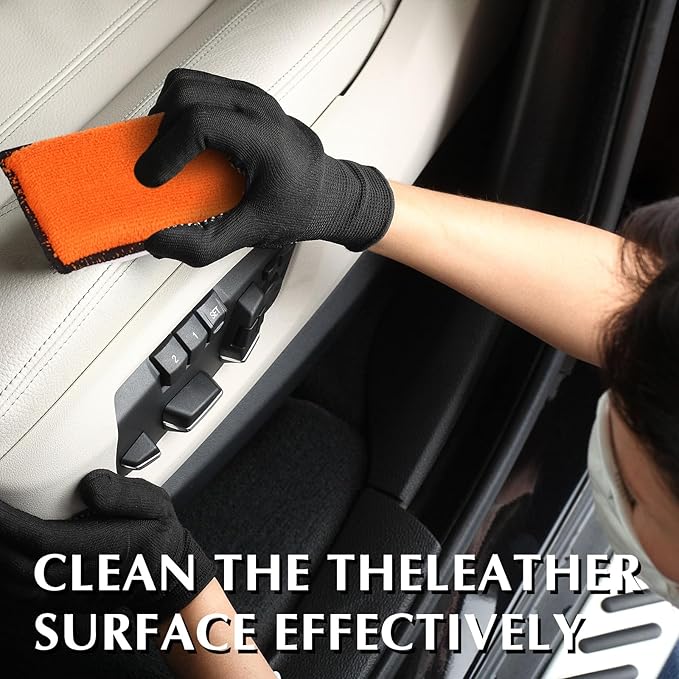 Mudder 8 Pcs Car Interior Scrubbing Sponge 5'' x 3'' Fiber Car Wax Applicator pad Household Cleaning Sponges for Leather Car Seat Couch Cleaning (Orange White)