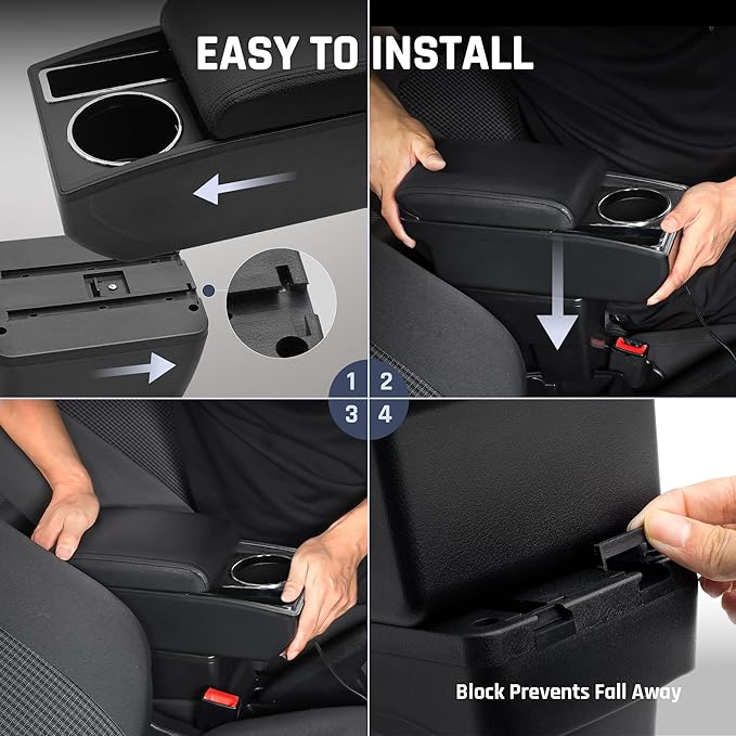 Car Armrest Box for Toyota Yaris Vitz 2006-2011 Auto Accessories Center Console Leather Arm Rest Double-Layer Storage Space with Cup Holder (Black Thread)