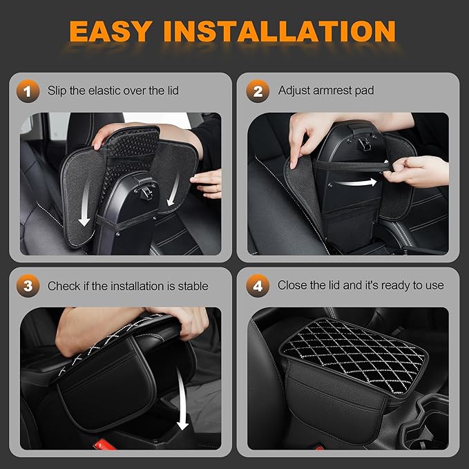 Bling Armrest Cover for Car Compatible with Jeep Cherokee Compass Gladiator Liberty Patriot Renegade Wrangler - Center Console Cover with 2 Storage Pockets and Crystal Diamond(Black)