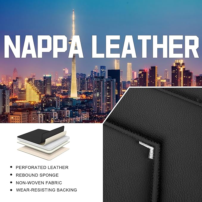 CTDS Car Seat Covers for Toyota Corolla 2000-2026, Stylish Sport Seat Cover, Premium Nappa Leather Car Seat Cover. Automobile Seat Covers Sets.(Luxury 2 Seats/Black White)