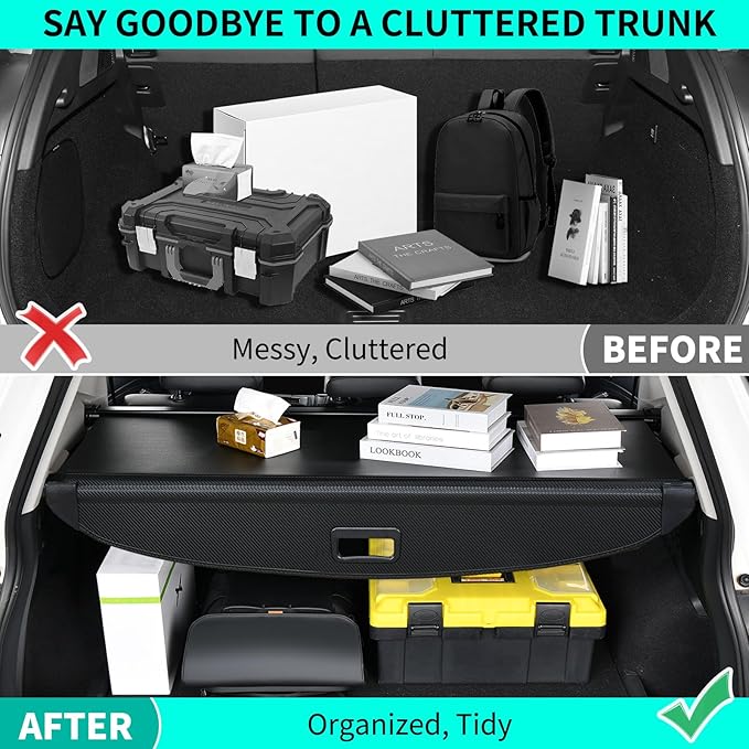 Cargo Trunk Cover fit for Hyundai Tucson 2025 2024 2023 2022 Accessories, Retractable Rear Luggage Security Shade Cover, Anti-Peeping Privacy Screen Protector, Carbon Fiber Texture