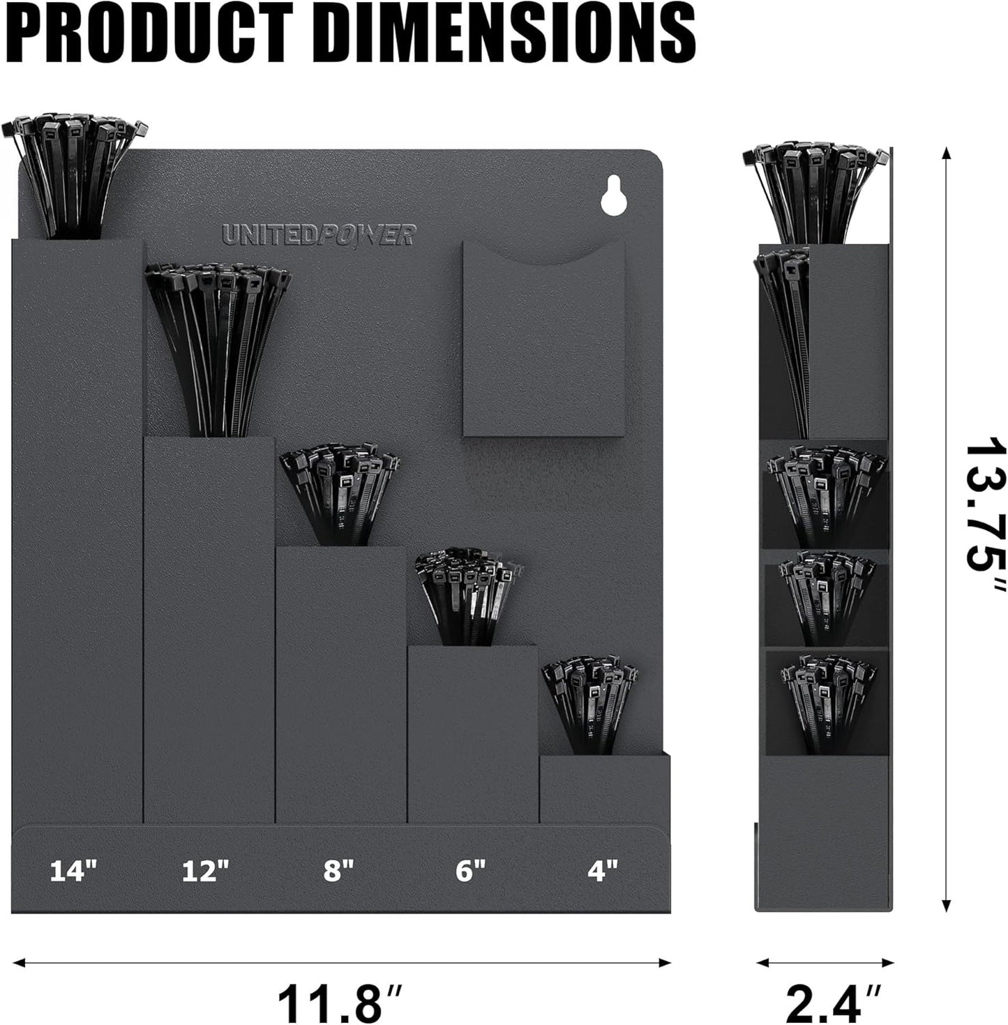 UNITEDPOWER Cable Tie Holder, Wall Mount Storage Rack Organizer for Workshop, Shed, Garage, Home, Fit Various Lengths Zip Tie