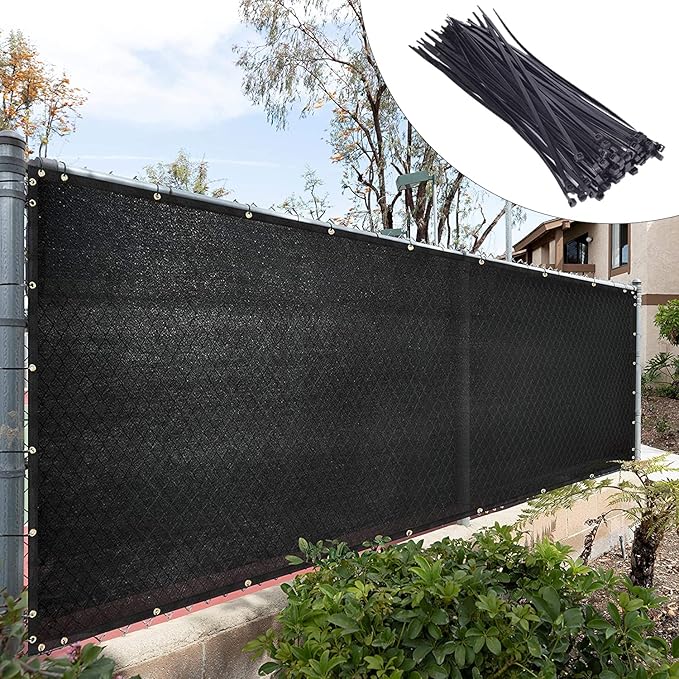 Royal Shade Custom Size 5' x 83' Black Fence Privacy Screen Windscreen Cover Netting Mesh Fabric Cloth - Cable Zip Ties Included (We Make Custom Size)