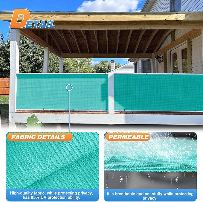 TANG Sun Shade Fabric Roll 8'x28' Shade Cloth for Garden Turquoise Green HDPE Mesh Shading Pergola Cover Replacement Canopy, 95% Blockage Sunshades for Outdoor Patio Backyard Plant