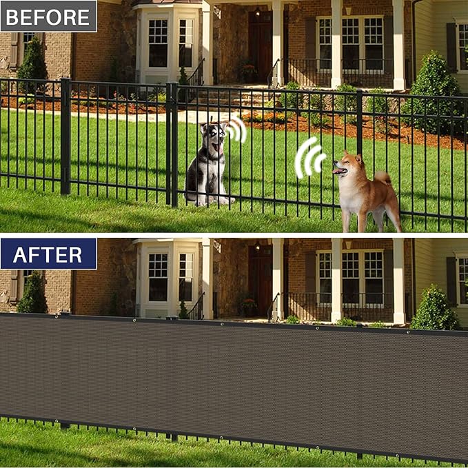 Windscreen4less Privacy Fence Screen 8' x 25' Heavy Duty Windscreen Fencing Mesh Fabric Shade Net Cover for Outdoor Wall Garden Yard Pool Deck, Brown