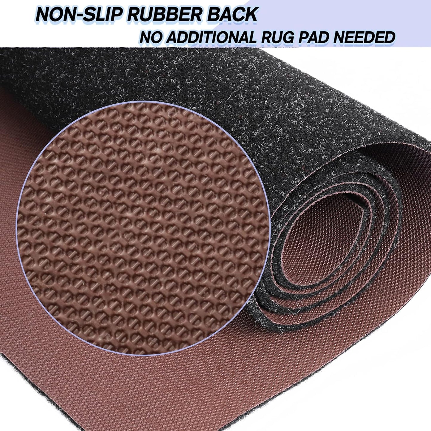 Custom Size Backed Non-Slip Area Rugs Runner, Easy Clean, Waterproof Runner Rugs for Hallway Entryway, Kitchen, Laundry, 2FT x 68FT, Black