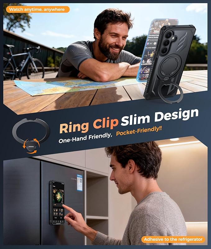 FNTCASE for Samsung Galaxy S26+ Plus Case: with [Magnetic Ring Kickstand] [Screen Protector] [Compatible with MagSafe] [Military-Grade Drop Protection] Shockproof Grip Bumper TPU Sturdy Cases Black