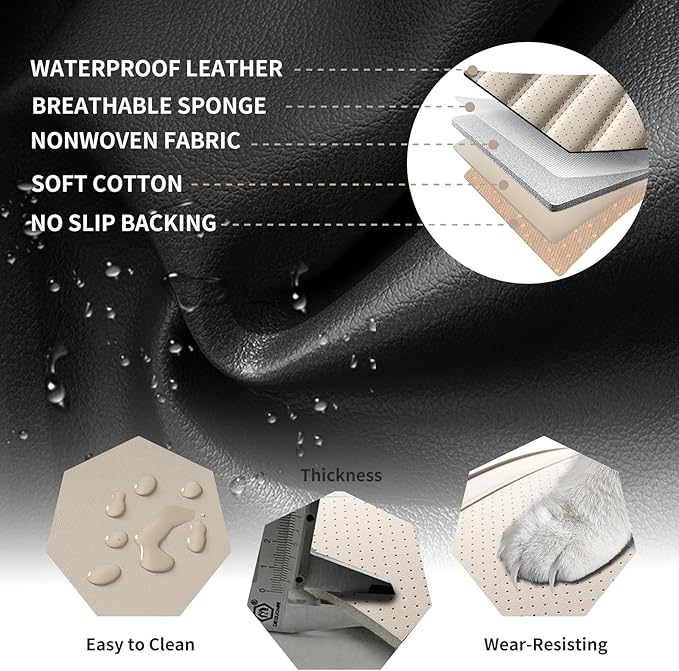 Car Seat Covers Full Set Fit for Toyota Corolla 2000-2026, Premium Faux Leather Car Seat Protector,Breathable Anti-Slip Full Wrapping Edge Seat Covers(Beige,Full Set)