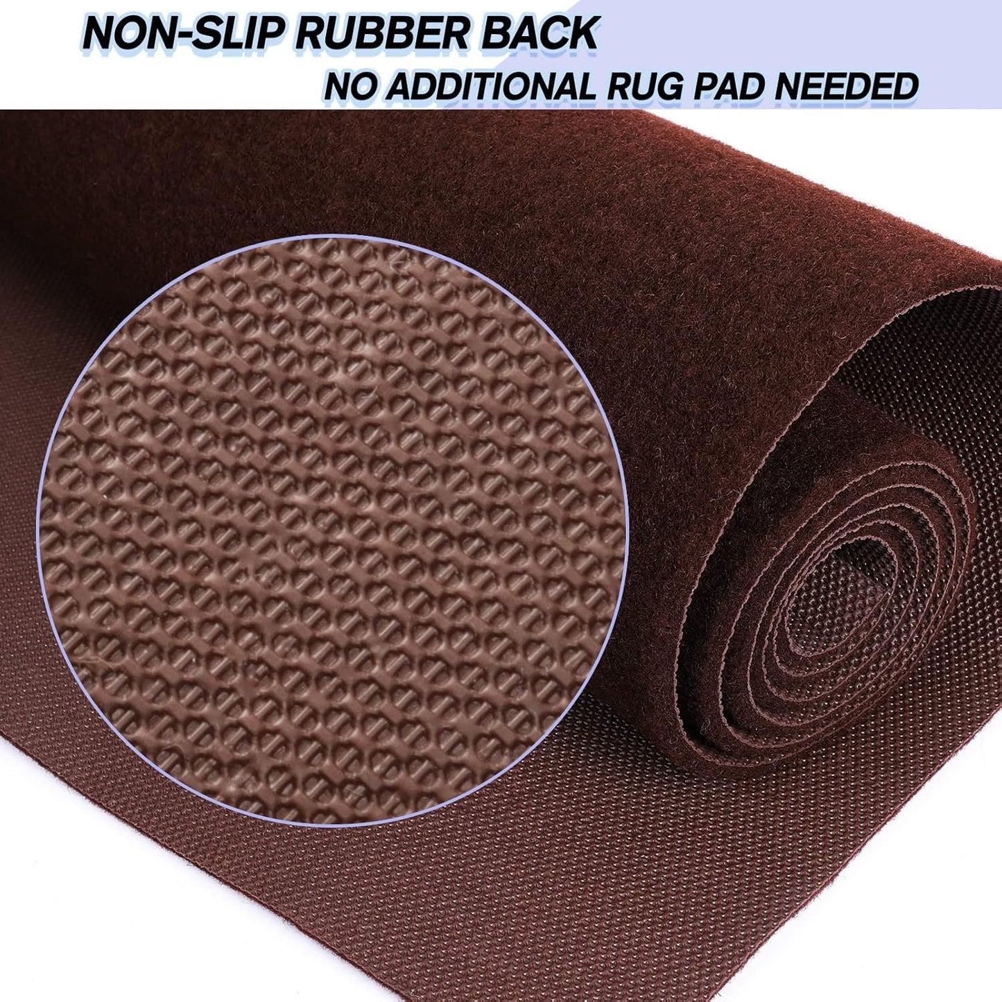 Custom Size Backed Non-Slip Area Rugs Runner, Easy Clean, Waterproof Runner Rugs for Hallway Entryway, Kitchen, Laundry, 3FT x 37FT, Brown