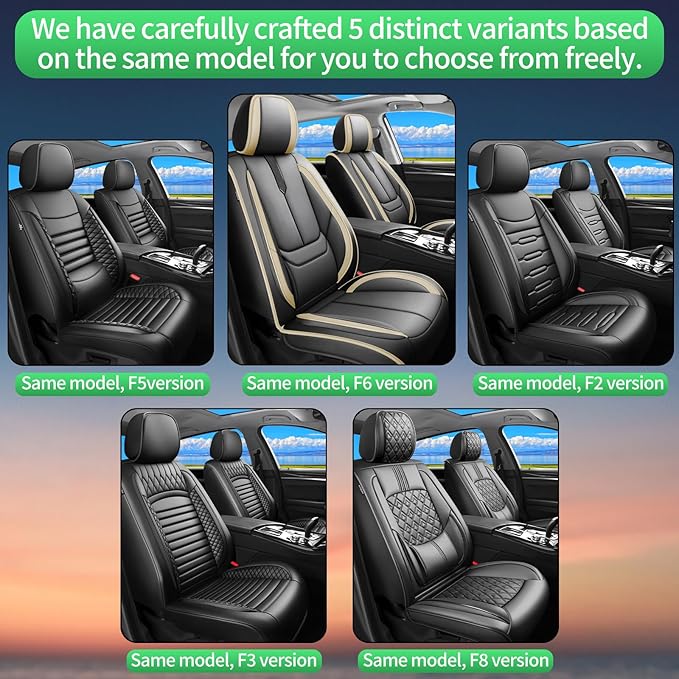 Fit Yaris Car Seat Covers for Toyota Yaris 2008-2018 2019 2020-Upgraded Premium Waterproof & Breathable Leather,Airbag Compatible,All-Weather Seat Cushion Protector,2 Front/Black-Beige